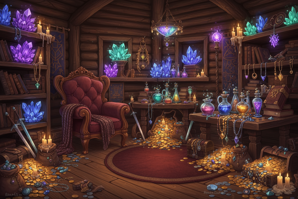 in a wooden room with a cozy chair